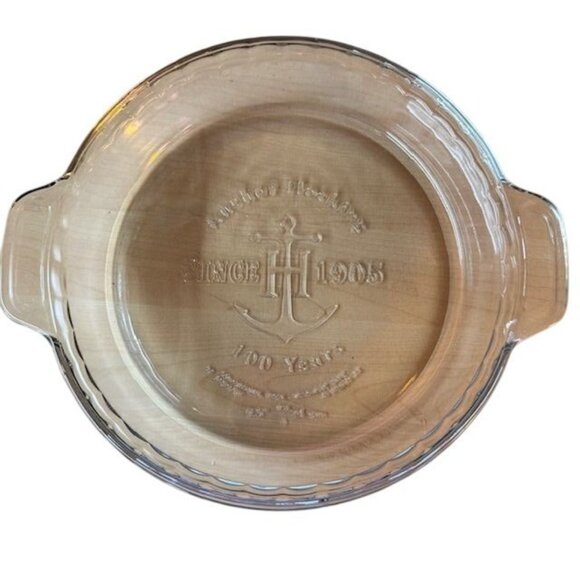 Anchor Hocking 100 Year Anniversary Pie Plate 9" Clear Glass Baking Dish 2 in se - Picture 1 of 15